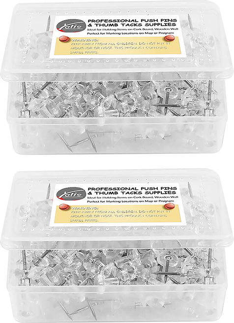 Yalis 透明頭圖釘 大頭針 針長1cm, 100個, 2盒
