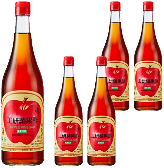 KONG YEN 工研 蘋果醋, 5瓶, 750ml