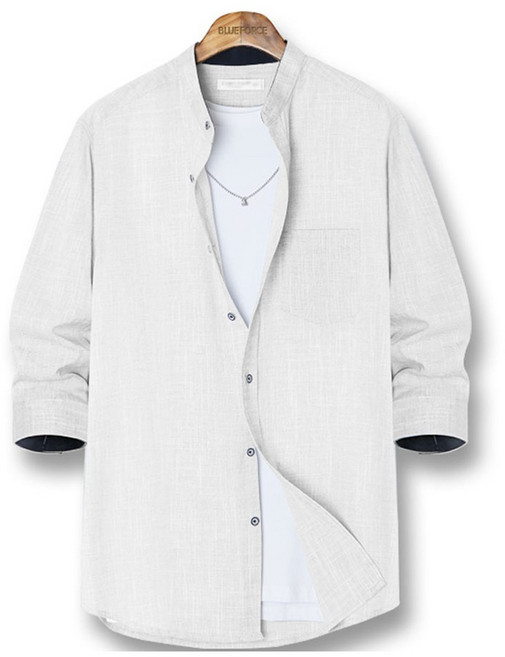 블루포스 남성용 케넛프 7부 남방 차이나카라 배색 셔츠