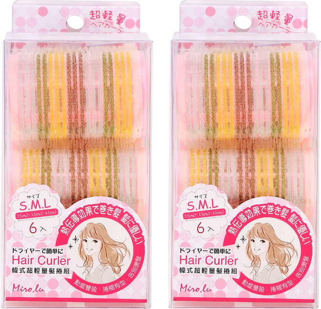 miro.lu 魔力璐 韓式超輕量髮捲組 6個 2盒, 1組