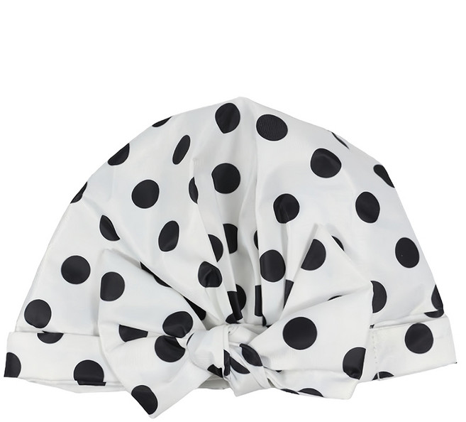 防水浴帽 25 x 20cm, 白底黑點, 1個