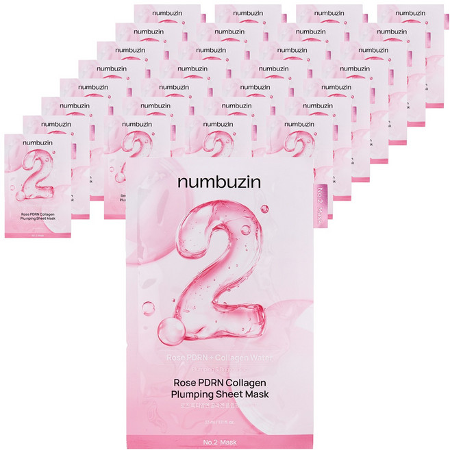 Numbuzin 2號 玫瑰 PDRN 膠原蛋白豐盈面膜 33ml, 1入, 30個