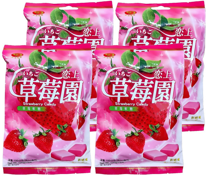 綠得製菓 草莓軟糖, 100g, 4包