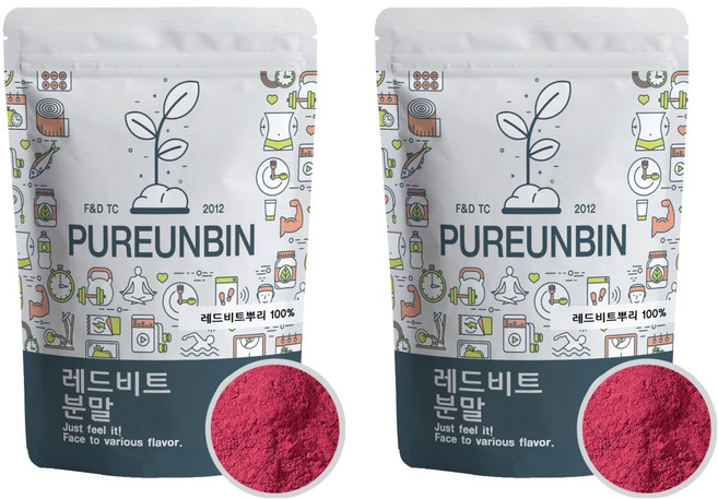 PUREUNBIN 紅甜菜粉末 粉末, 300g, 2個