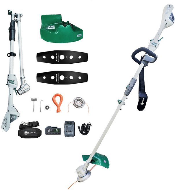 나리온 42V 무선 전기 충전식 전동 예초기 세트, 1세트