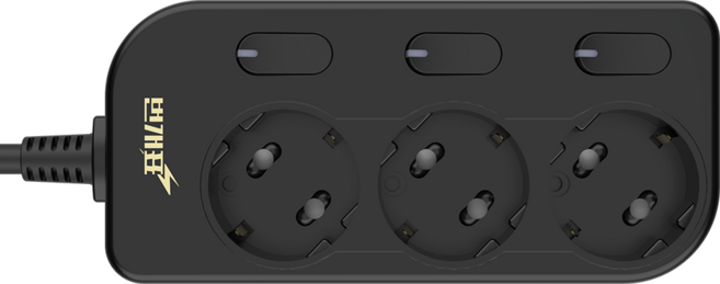 번개표 절전형 뉴개별스위치 멀티탭 3구, 5m, 블랙, 1개