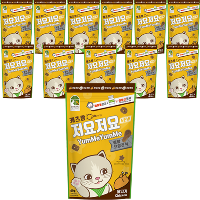 캐츠랑 고양이 저요저요 종합보양간식, 닭고기, 60g, 12개