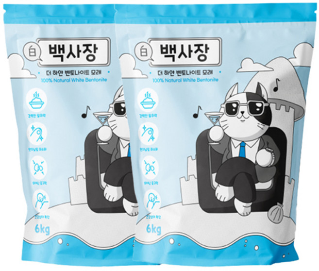 백사장 벤토나이트, 6kg, 2개, 무향