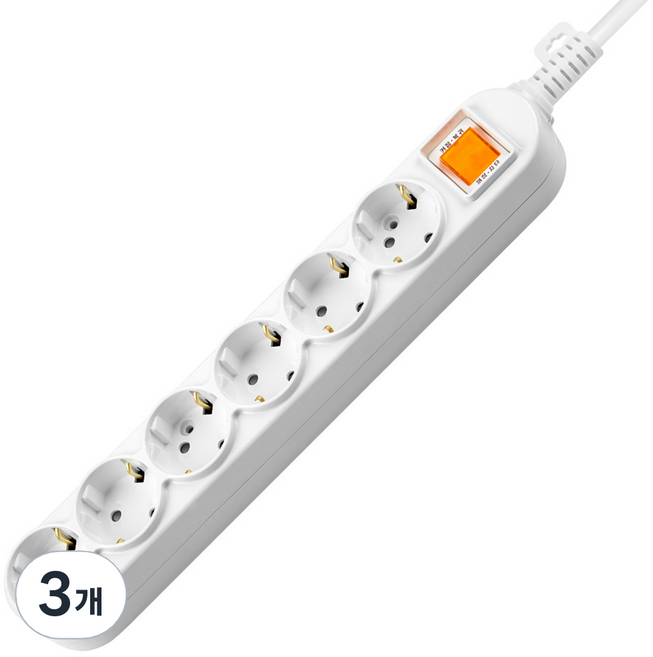 대한이라이트 W라이트 메인 스위치 멀티탭 6구 DHM-G6C, 2.5m, 화이트, 3개