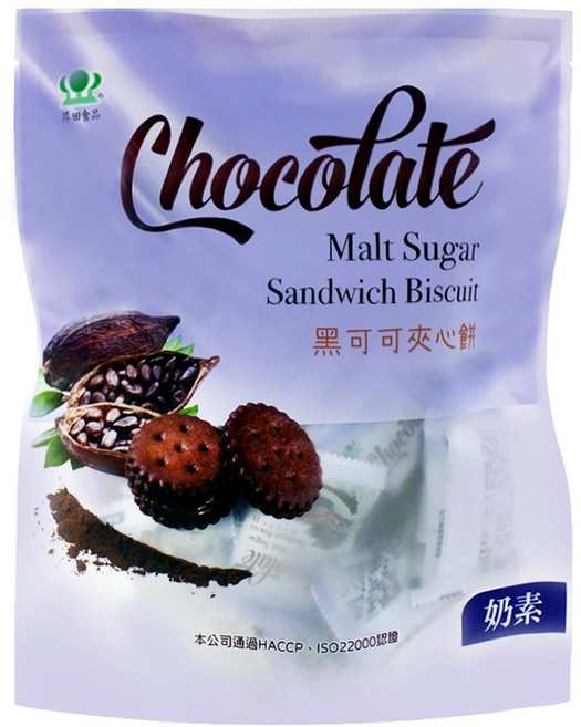 昇田食品 黑可可夾心餅, 250g, 1袋