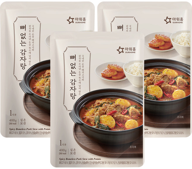 OURHOME 愛味弘 香辣無骨馬鈴薯排湯, 400g, 3包