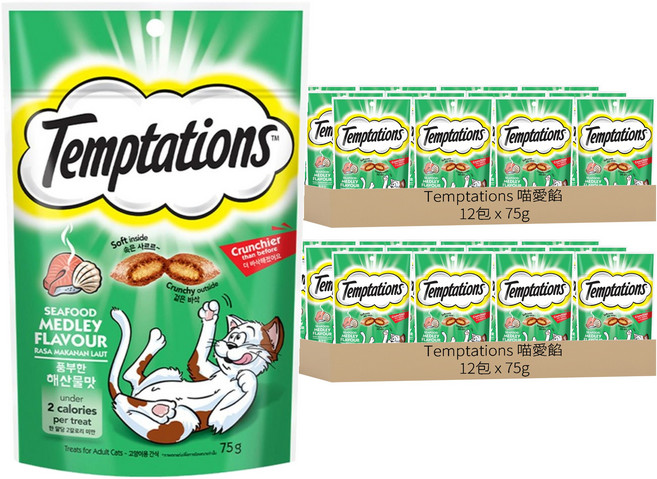 Temptations 喵愛餡 貓點心, 海鮮百匯口味, 75g, 24包