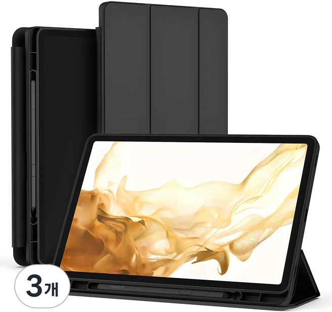 신지모루 펜슬 수납 스마트커버 태블릿 PC 케이스, 블랙, 3개