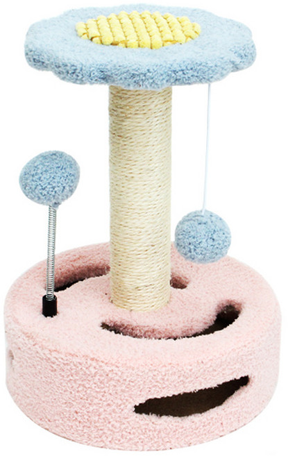 가또 고양이 해바라기 더블 볼 미니 캣타워, 핑크, 1개