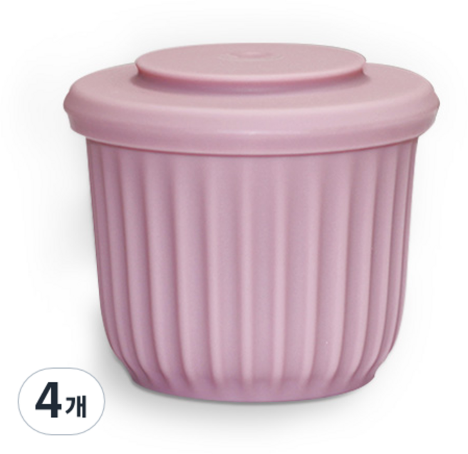 마미스테이블 식품용 실리콘 밀폐용기 머핀볼 L 베이비핑크, 4개, 400ml