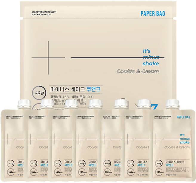 페이퍼백 쿠앤크 마이너스 쉐이크 7p, 280g, 1개
