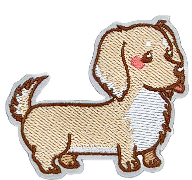 Hi 你好 刺繡貼紙, 奶油臘腸, 1張