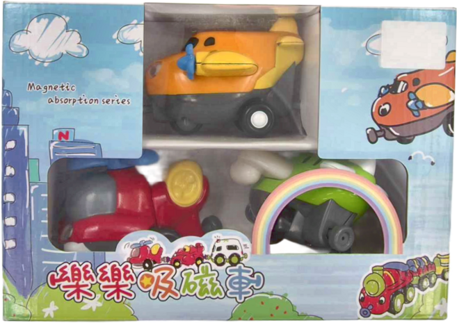 kidmate 孩子王 樂樂吸磁小飛機 玩具套裝, 黃色、紅色、綠色, 1盒