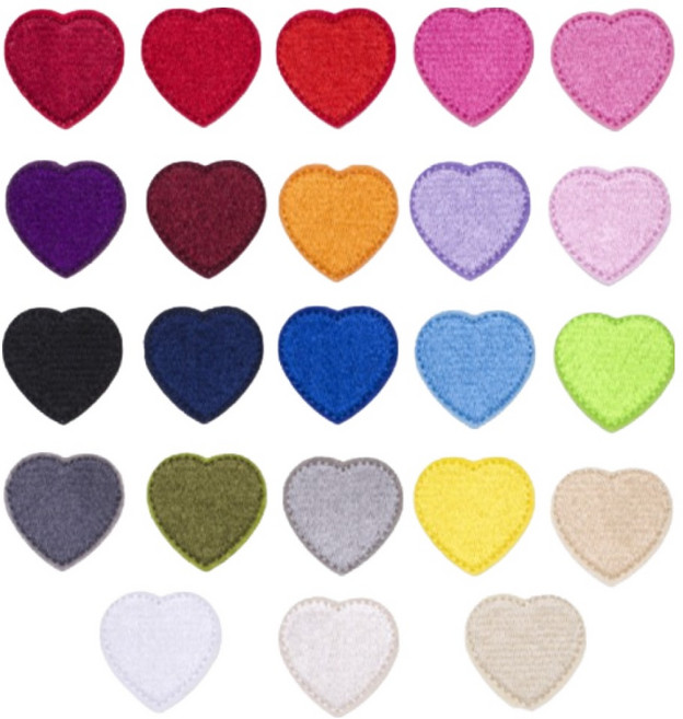 심플라인 간단 자수 열접착 패치 와펜 하트 23종 세트, 혼합색상, 1개