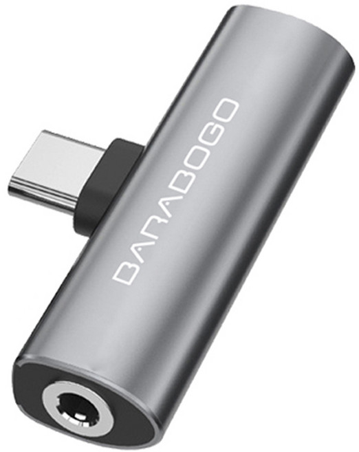 바라보고 USB C to 3.5mm C타입 PD 고속충전 듀얼젠더T, 5cm, 그레이, 1개