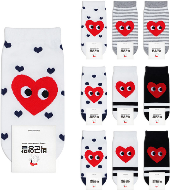 박군 여성용 하트시리즈 스니커즈 양말 10족