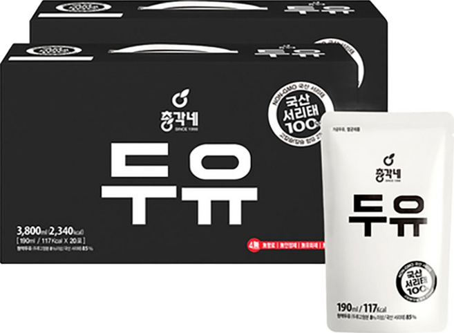 총각네 국산 서리태 담백한 두유, 190ml, 40개