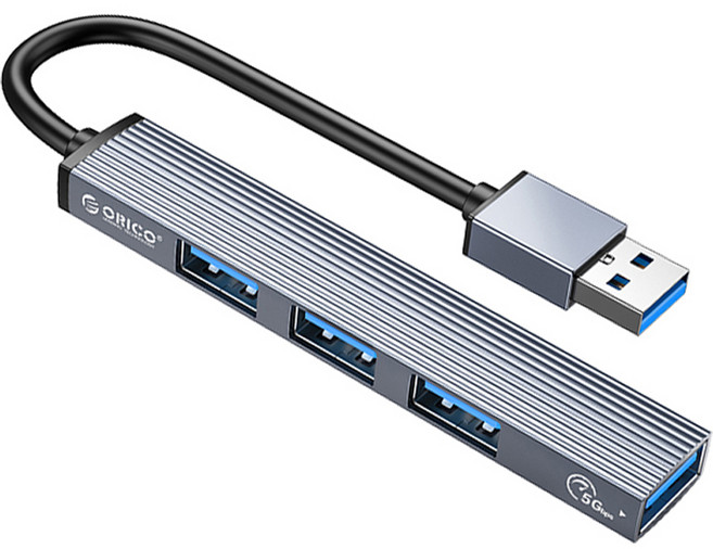 오리코 A타입 4포트 알루미늄 USB3.0 앤 USB2.0 USB 허브, AH-A13, 그레이, 1개