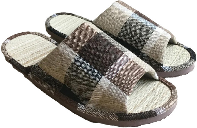 TAIWAN SLIPPER 台灣犀利趴 小日常 真草蓆室內拖鞋, 咖啡色, 1雙