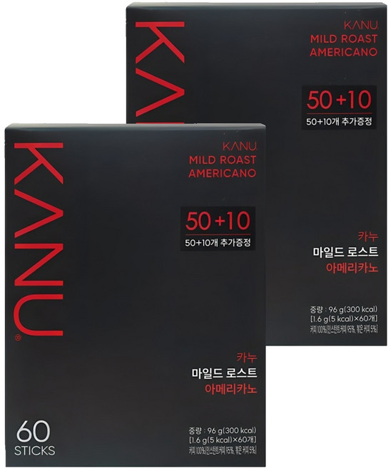 KANU 經典美式黑咖啡 mild roast, 1.6g, 60條, 2盒