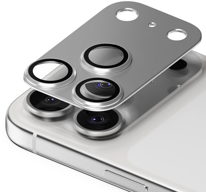 신지모루 메탈 풀커버 프로텍터 강화유리 휴대폰 카메라 액정보호필름 세트 실버, 1세트