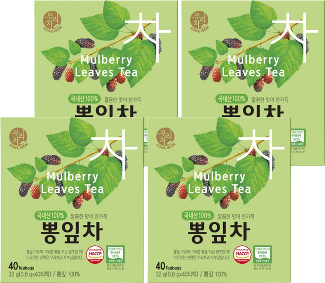 우리차 뽕잎차, 800mg, 40개입, 4개