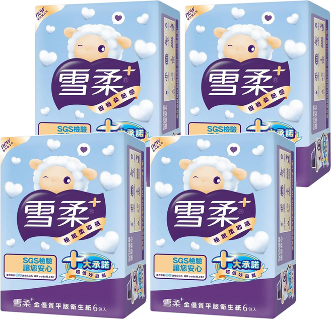 雪柔 金優質平版衛生紙, 6包, 4袋