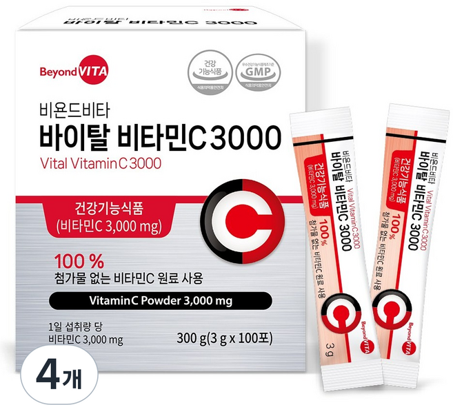 비욘드비타 바이탈 비타민C 3000, 300g, 4개