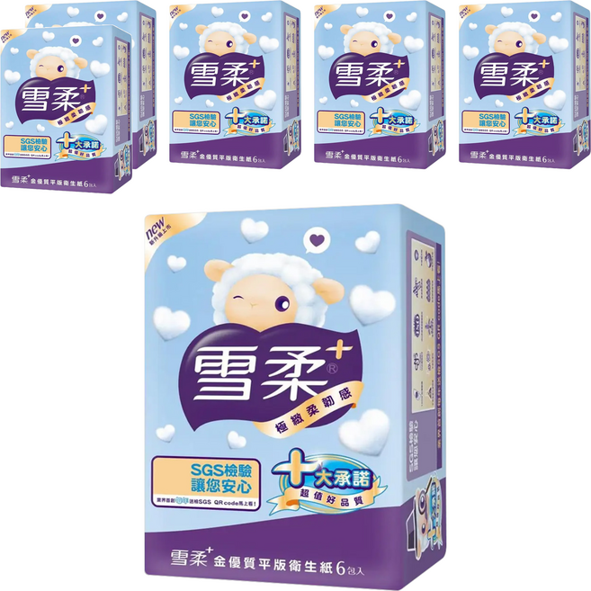 雪柔 金優質平版衛生紙, 6包, 6袋