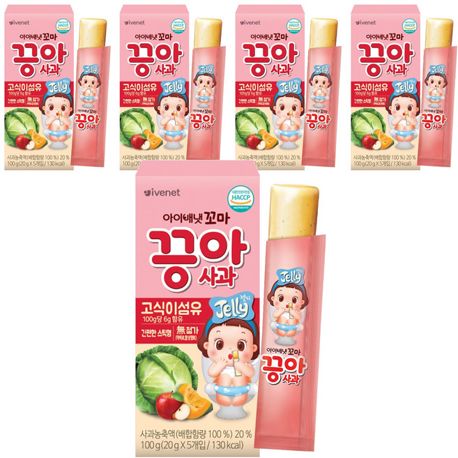 아이배냇 꼬마 끙아젤리, 5개, 사과, 100g