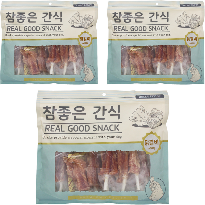 헬로도기 강아지 참좋은 건조간식, 닭갈비, 400g, 3개