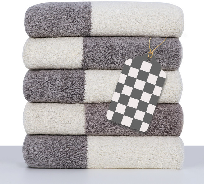 원이스토리 THE착한 선염 타일무늬 스퀘어 호텔 타월 200g 40수 면사, 라이트그레이, 5개