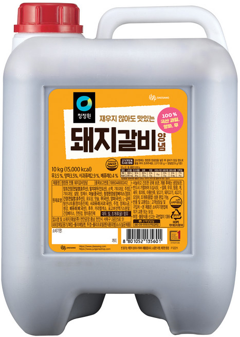 청정원 돼지갈비 양념, 10kg, 1개