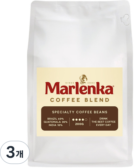말렌카 스페셜티 블렌드, 200g, 3개, 홀빈(분쇄안함)