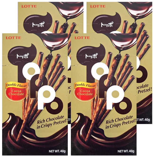 Toppo 夾心餅乾棒 濃厚巧克力口味, 40g, 4盒