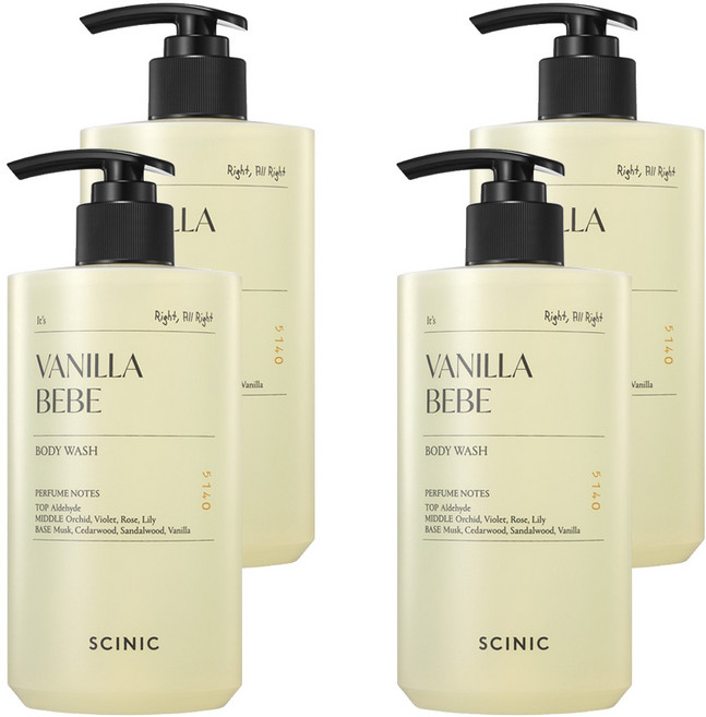 싸이닉 바닐라 베베 퍼퓸드 바디워시 베이비 파우더 향, 500ml, 4개