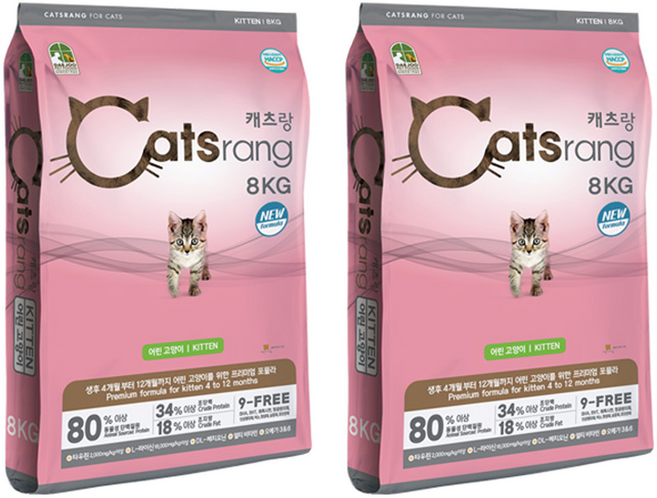 캐츠랑 키튼 고양이 사료, 닭, 8kg, 2개