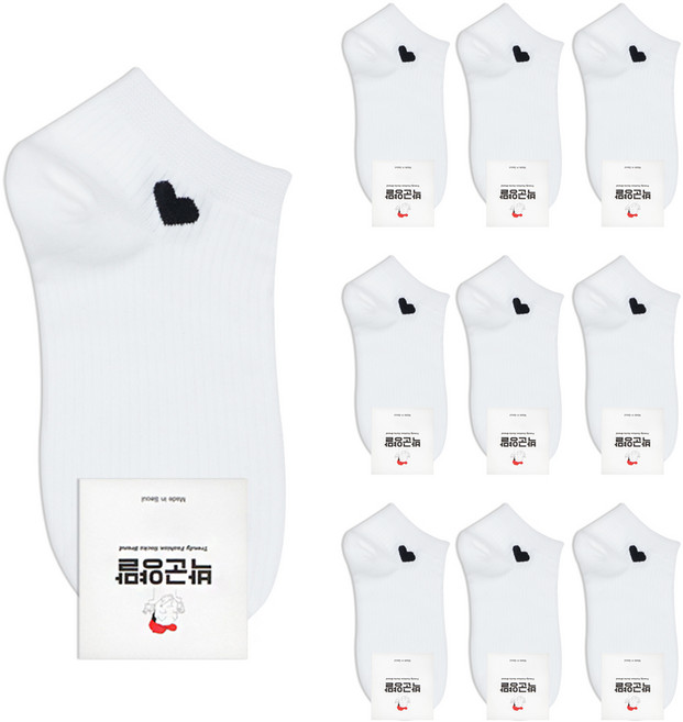 박군 여성용 하트 스니커즈 양말 10족