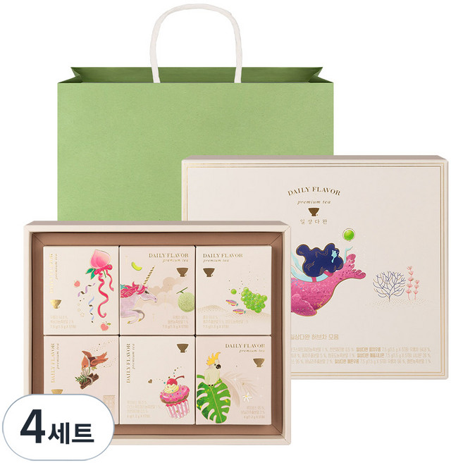 쌍계명차 일상다완 허브차 선물세트 + 쇼핑백, 6종 x 5p 허브차, 4세트