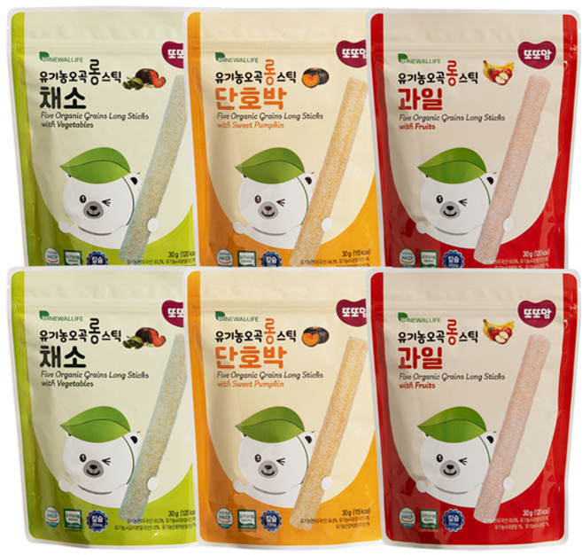 또또맘 유기농 오곡 롱스틱 6p 세트, 과일, 채소, 단호박, 1세트, 30g