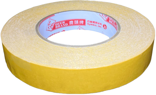 DEER BRAND 鹿頭牌 雙面布膠帶 20mm x 25m, 黃色, 1捲