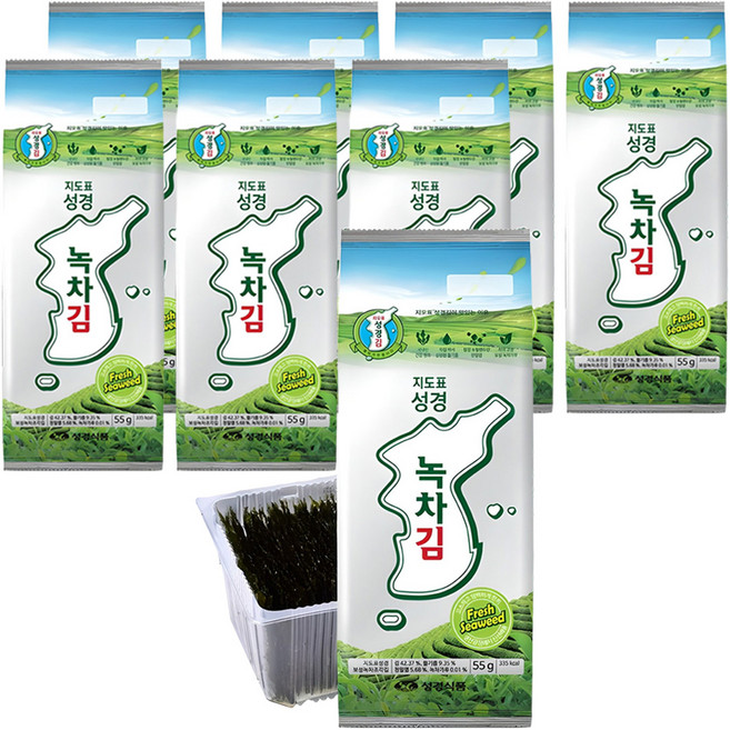 지도표성경 녹차김, 55g, 8개