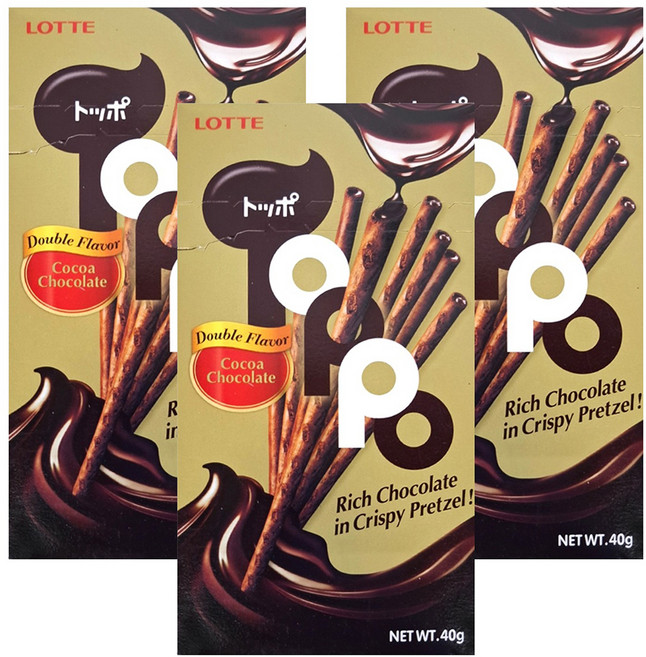 Toppo 夾心餅乾棒 濃厚巧克力口味, 40g, 3盒
