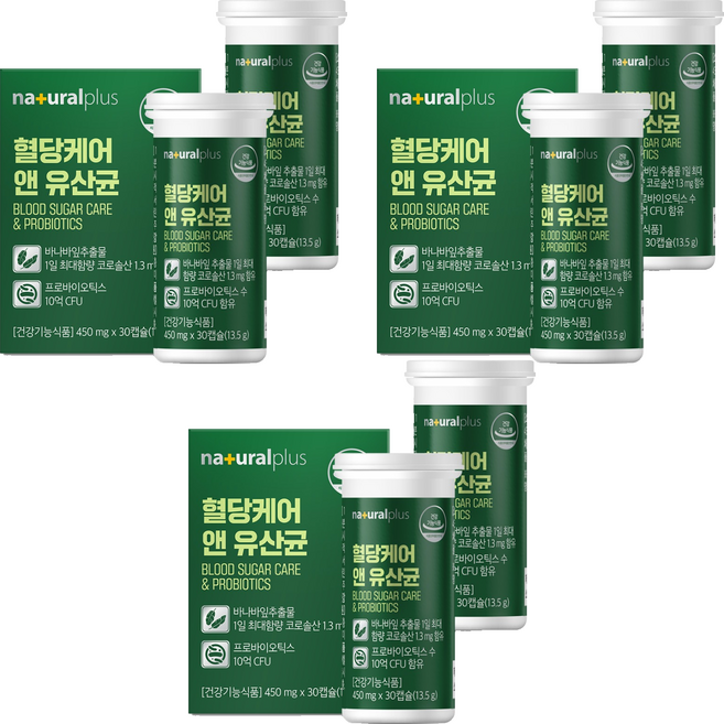 내츄럴플러스 혈당케어 앤 유산균 13.5g, 30정, 6개