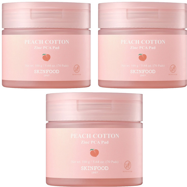 스킨푸드 피치뽀송 징크피씨에이 패드, 70매입, 3개